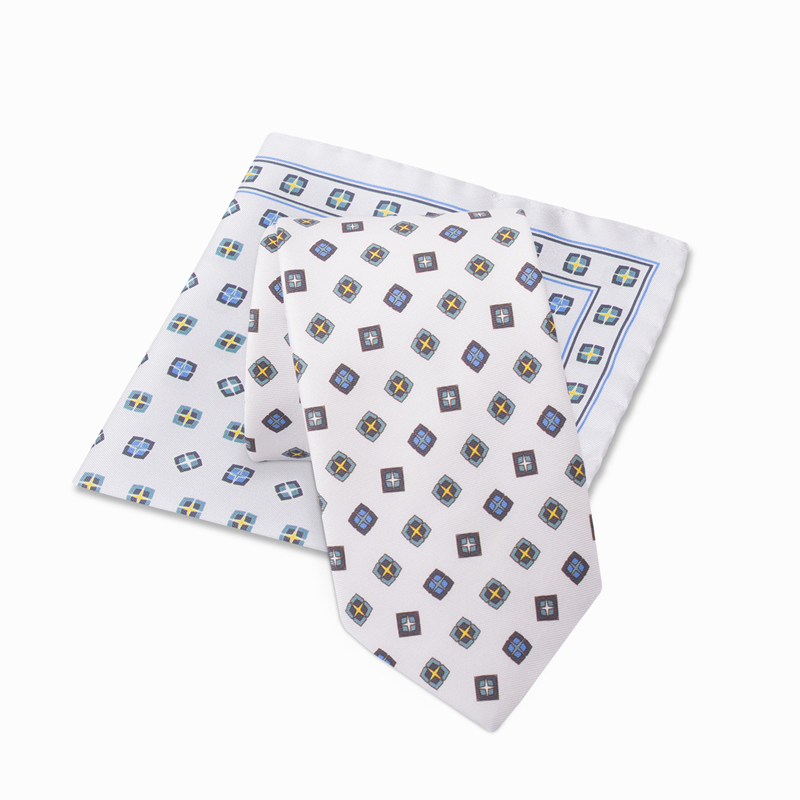 Cravat and pocket square set CROATA Classic Set of 2 products Other Light grey  Silk 100%  