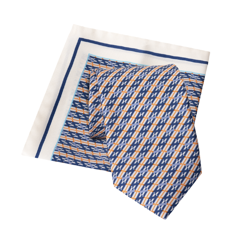 Cravat and pocket square set CROATA Classic Set of 2 products Other Light grey  Silk 100%  