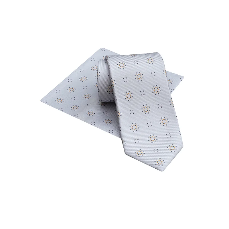 Cravat and pocket square set CROATA 7 Classic Limited edition Other Light grey  Silk 100%  