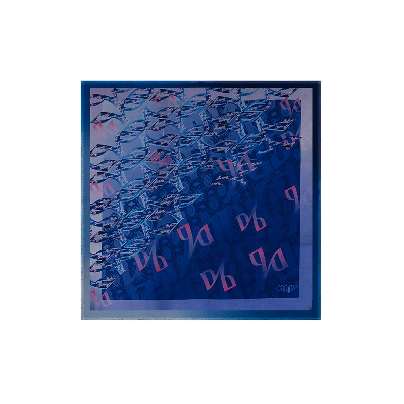 Small scarf Thematic  Glagolitic alphabet Purple  Silk 100%  