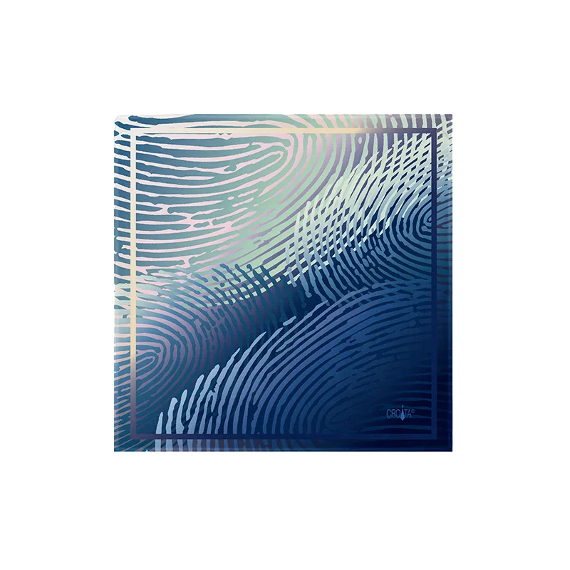 Small scarf CROATA Thematic  Fingerprints by Ivan Vučetić Blue  Silk 100%  