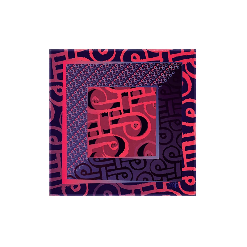 Small scarf CROATA Thematic  Braiding Blue  Silk 100%  