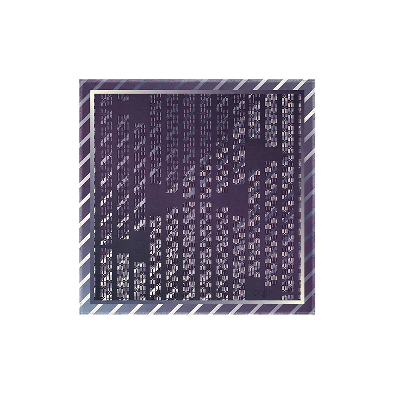 Small scarf CROATA Thematic  Glagolitic alphabet Purple  Silk 100%  