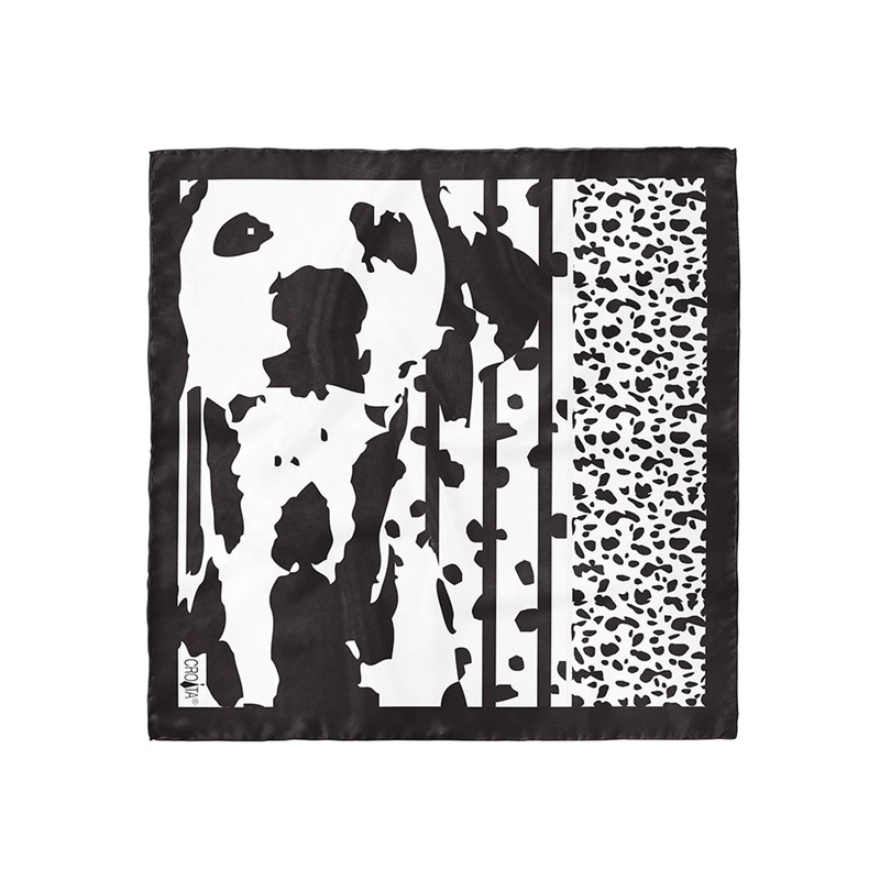 Small scarf CROATA Thematic  Dalmatian dog Black  Silk 100%  