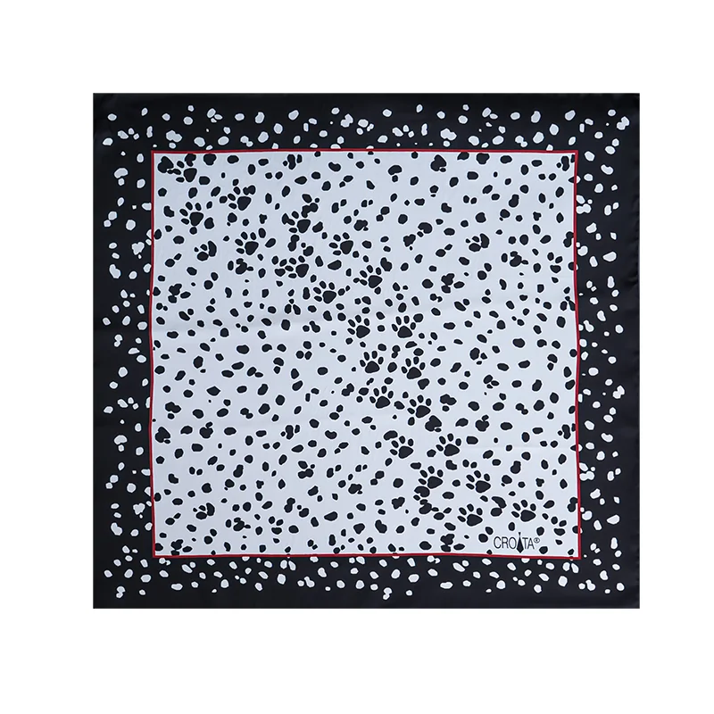 Small scarf CROATA Thematic Scarf, thematic Dalmatian dog Black  Silk 100%  