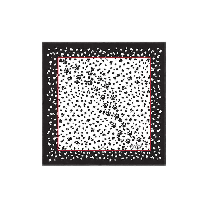Small scarf CROATA Thematic  Dalmatian dog Black  Silk 100%  