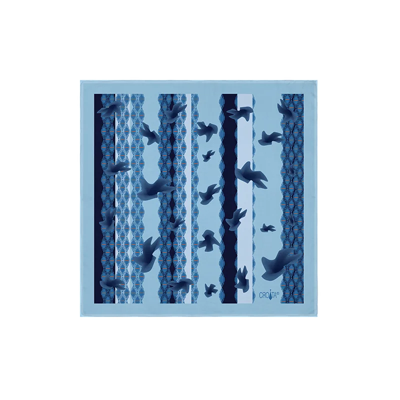 Small scarf CROATA Classic  Flora and Fauna Yellow  Silk 100%  