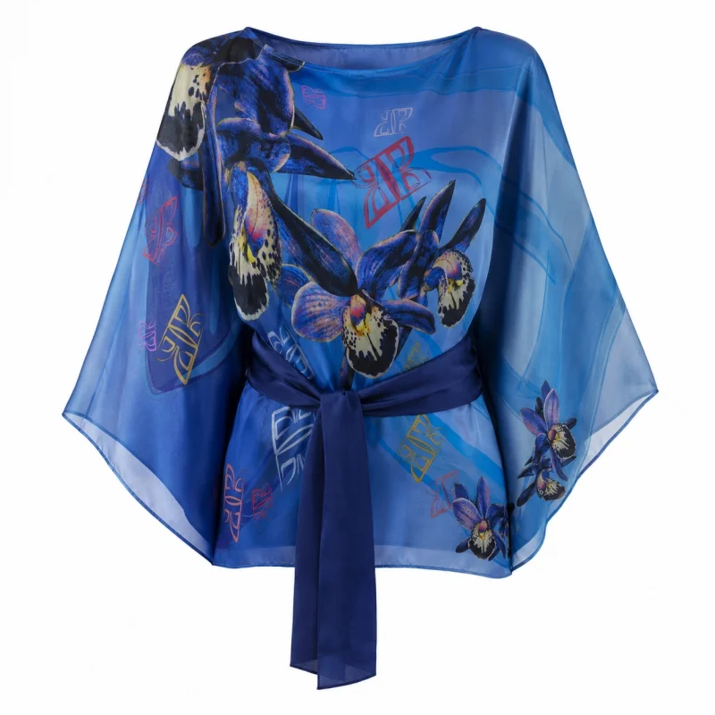 Kaftan Brijuni Thematic Short Glagolitic alphabet Light blue  Silk 100%  