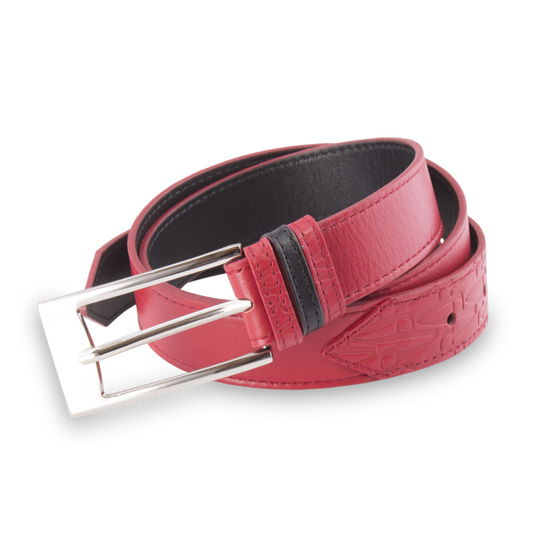 Belt CROATA Thematic Thematic Glagolitic alphabet Red  Leather 100%  