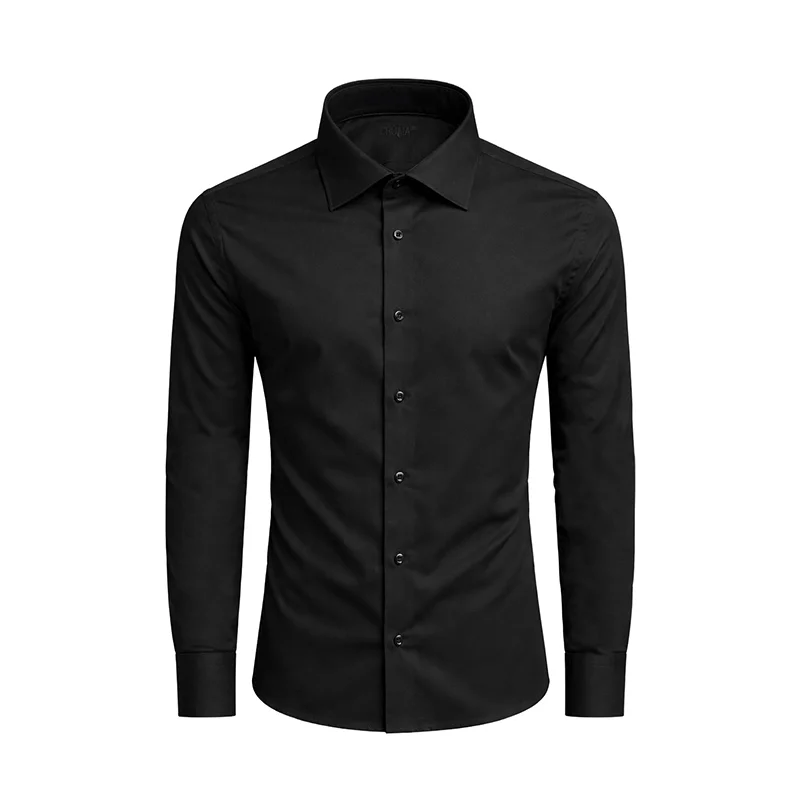 Dress shirt CROATA  Clasicum Classic Tailored Solid Black  Cotton 100%  Long sleeve