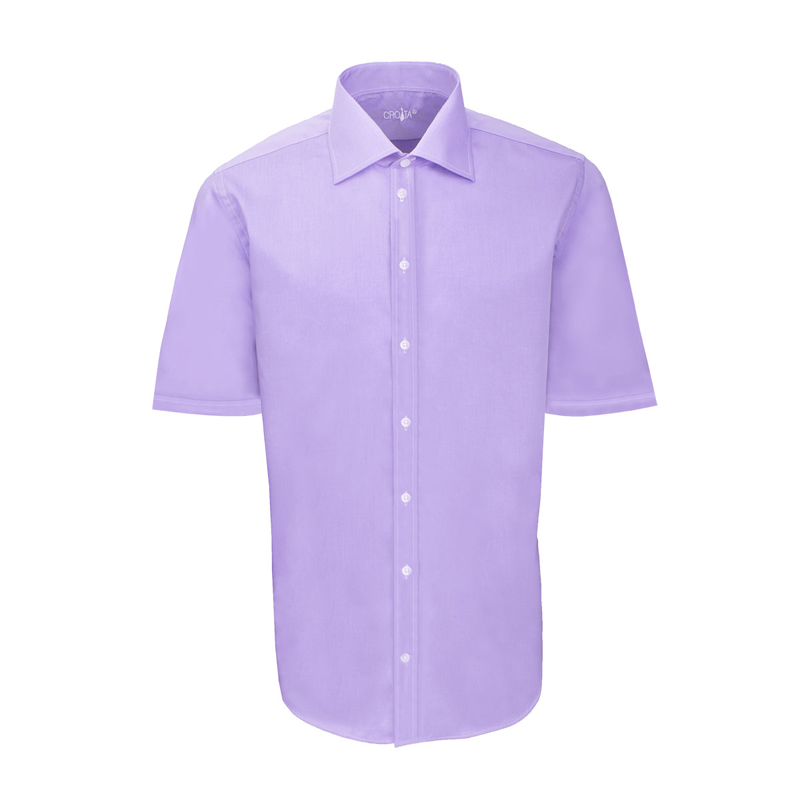 Dress shirt CROATA  Elementum Classic Slim Solid Purple  Cotton 100%  Short sleeve