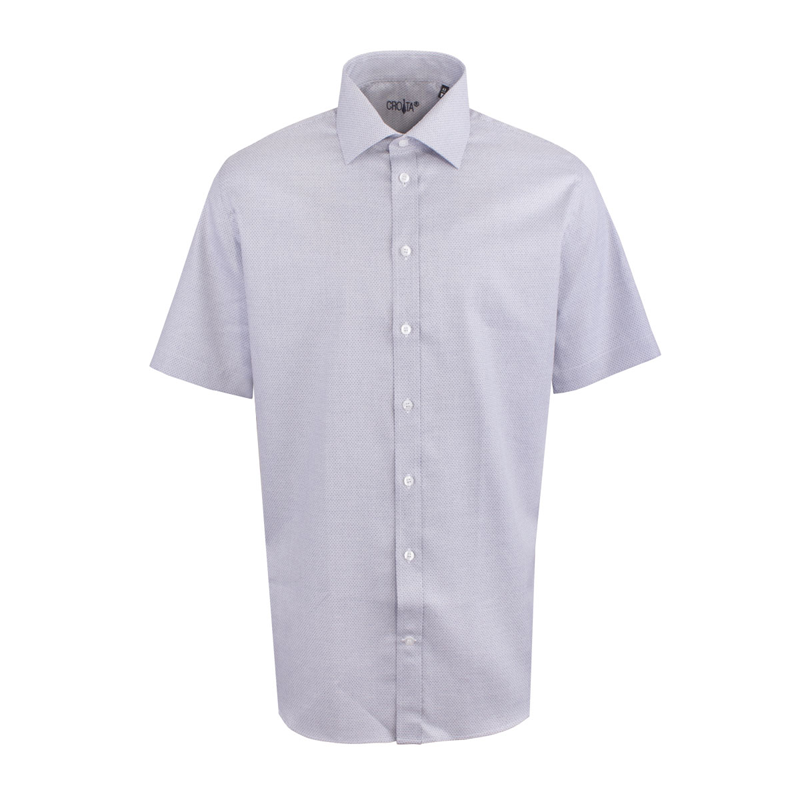 Dress shirt CROATA Trend Classic Slim Squares White  Cotton 100%  Short sleeve