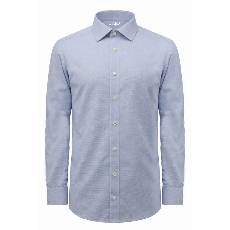 Dress shirt CROATA Brioni NC Classic Tailored Ovals Light blue  Cotton 100%  Long sleeve