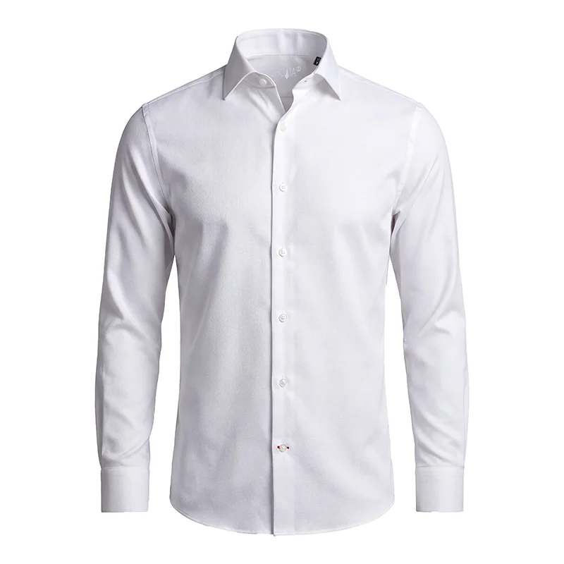 Dress shirt CROATA Brioni NC Classic  Solid textured White  Cotton 100%  Long sleeve