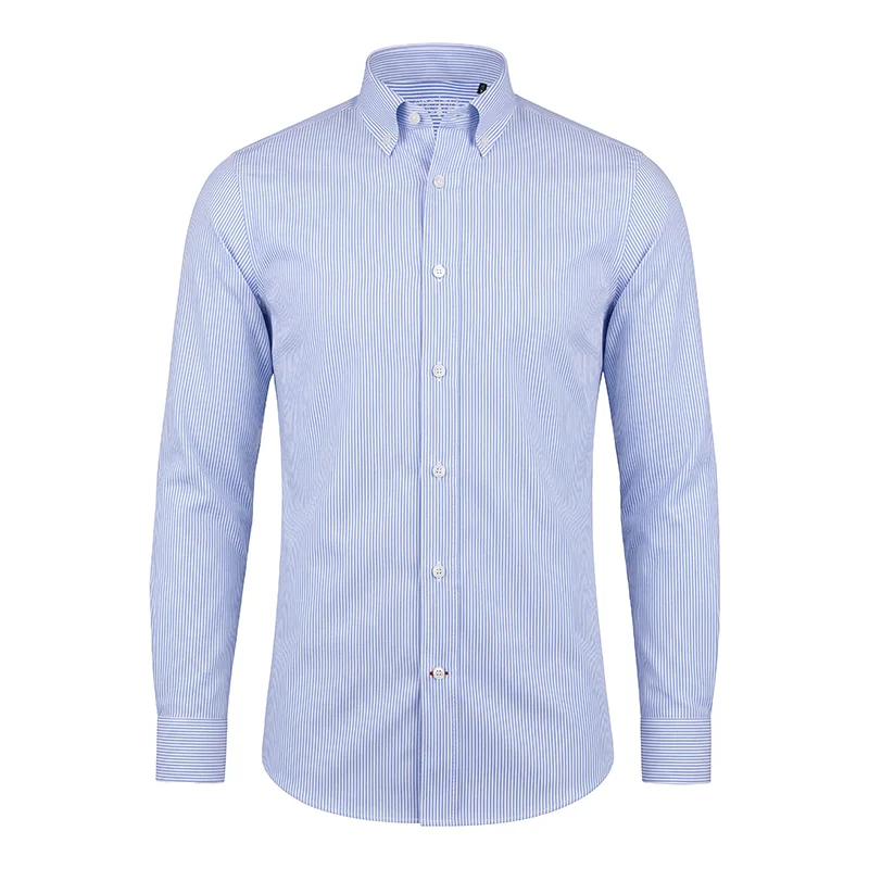 Dress shirt CROATA Brioni NC Classic  Lines Light blue  Cotton 100%  Long sleeve