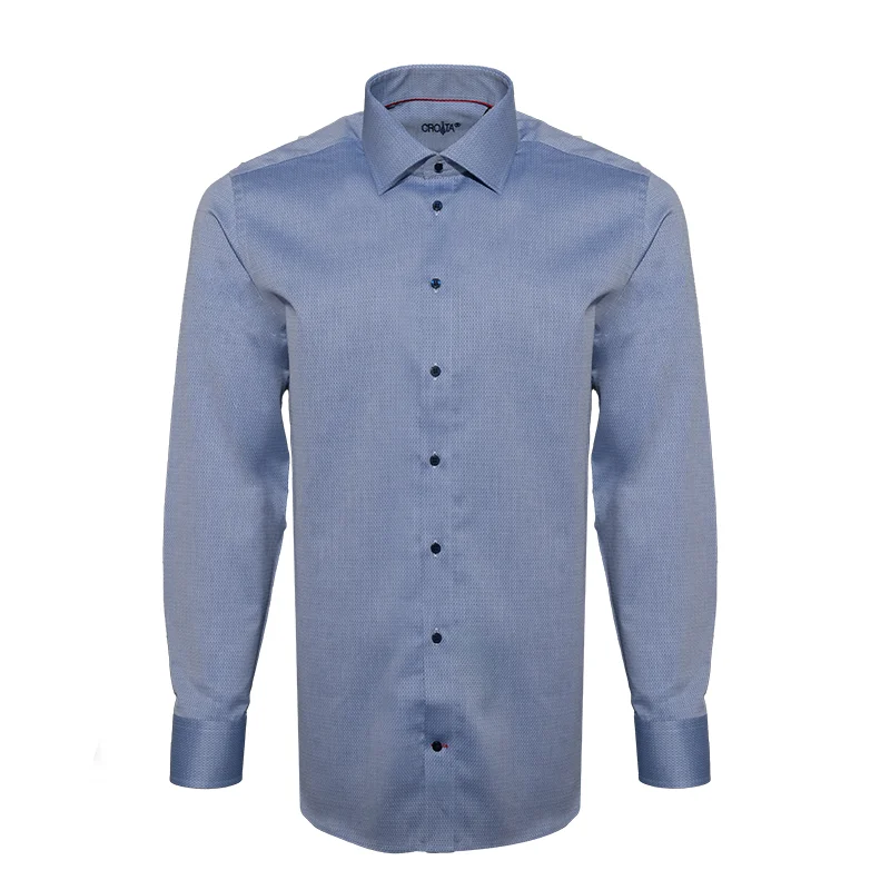 Dress shirt Brijuni Classic Slim Small shapes Dark blue  Cotton 100%  Long sleeve