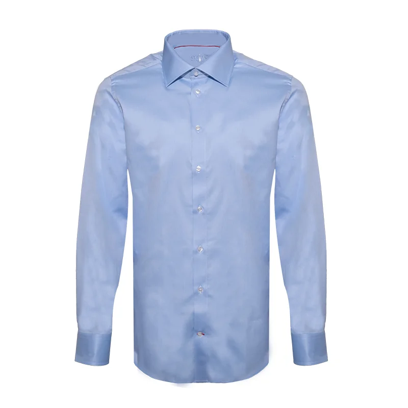 Dress shirt Brijuni Classic Tailored Solid textured Light blue  Cotton 100%  Long sleeve