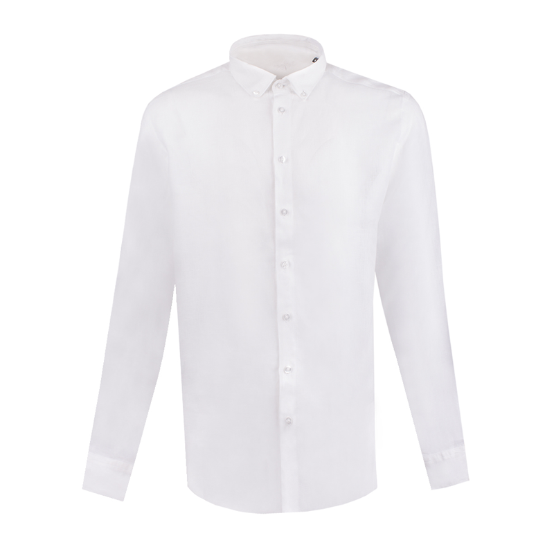 Dress shirt CROATA Brijuni linen  Classic Tailored Solid textured White  Linen 100%  Long sleeve