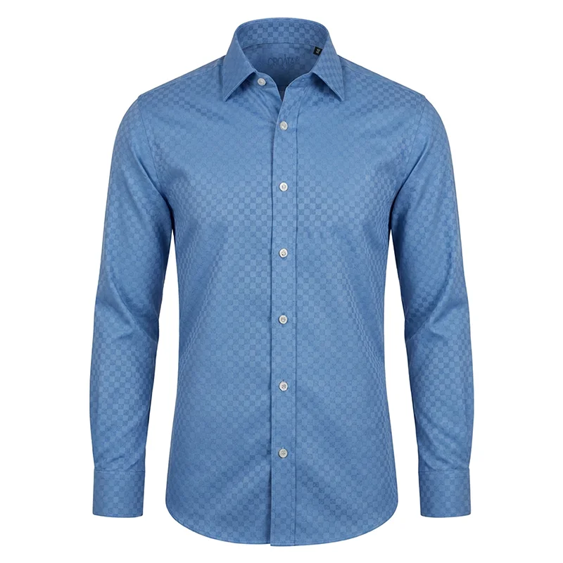 Dress shirt CROATA Dubrovnik Thematic Tailored Braiding Light blue  Cotton 100%  Long sleeve