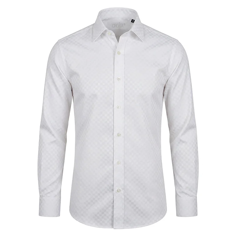 Dress shirt CROATA Dubrovnik Thematic Tailored Braiding White  Cotton 100%  Long sleeve