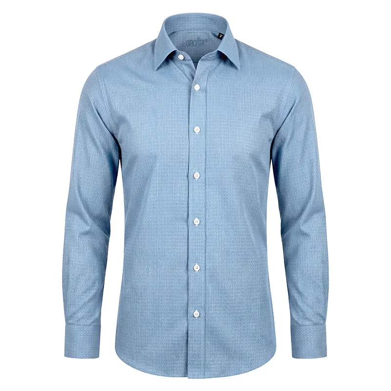 Dress shirt CROATA Dubrovnik Thematic Tailored Glagolitic alphabet Dark blue  Cotton 100%  Long sleeve